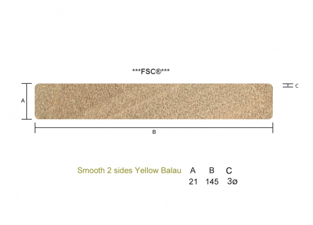 Yellow Balau 21 x 145mm Smooth 2 sides ***FSC***