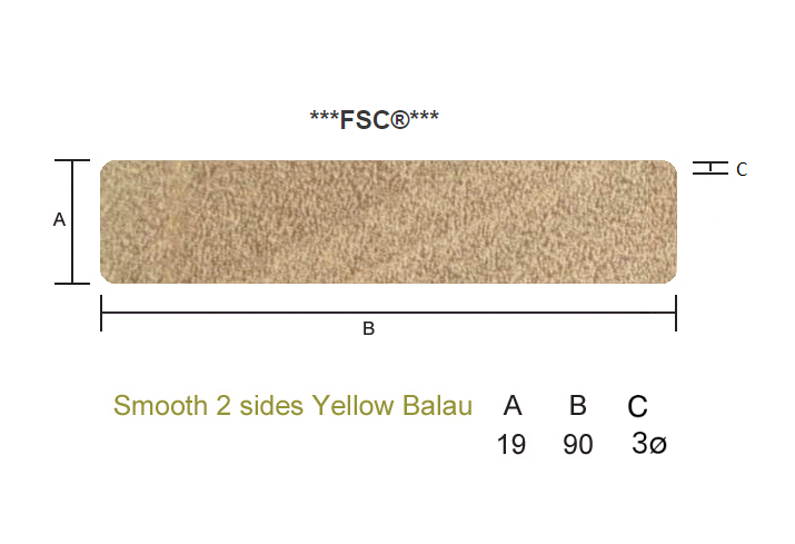 Yellow Balau 19 x 90mm Smooth 2 sides ***FSC***